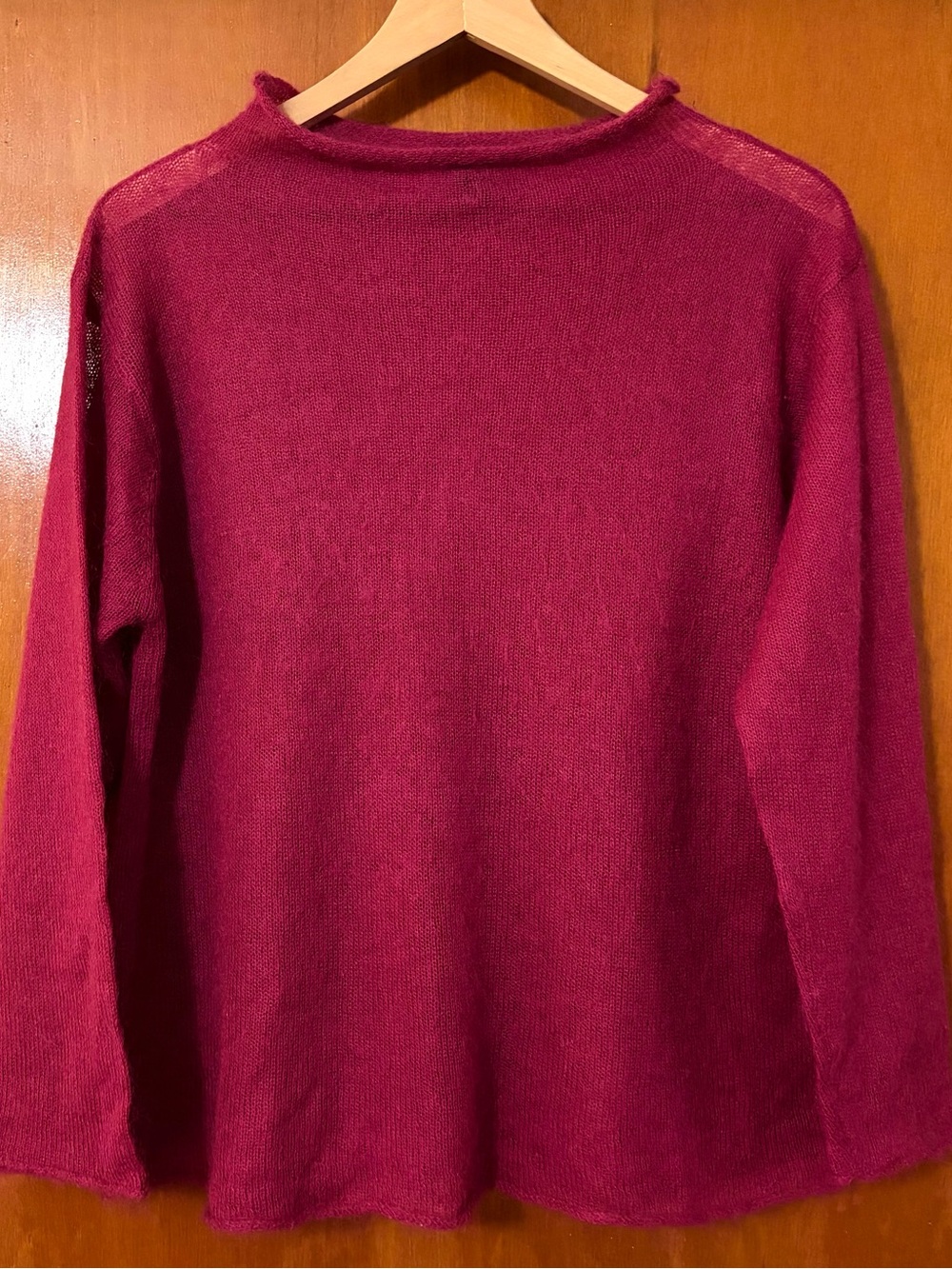 Eileen Fisher Kid Mohair Boxy Sweater Roll Neck Berry Red - Picture 2 of 12